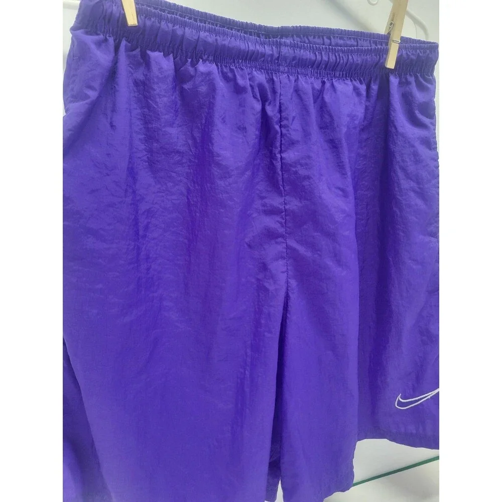 Vintage 90s Nike Shorts Nylon Windbreaker Drawstring Unlined Pocket Purple Sz 14